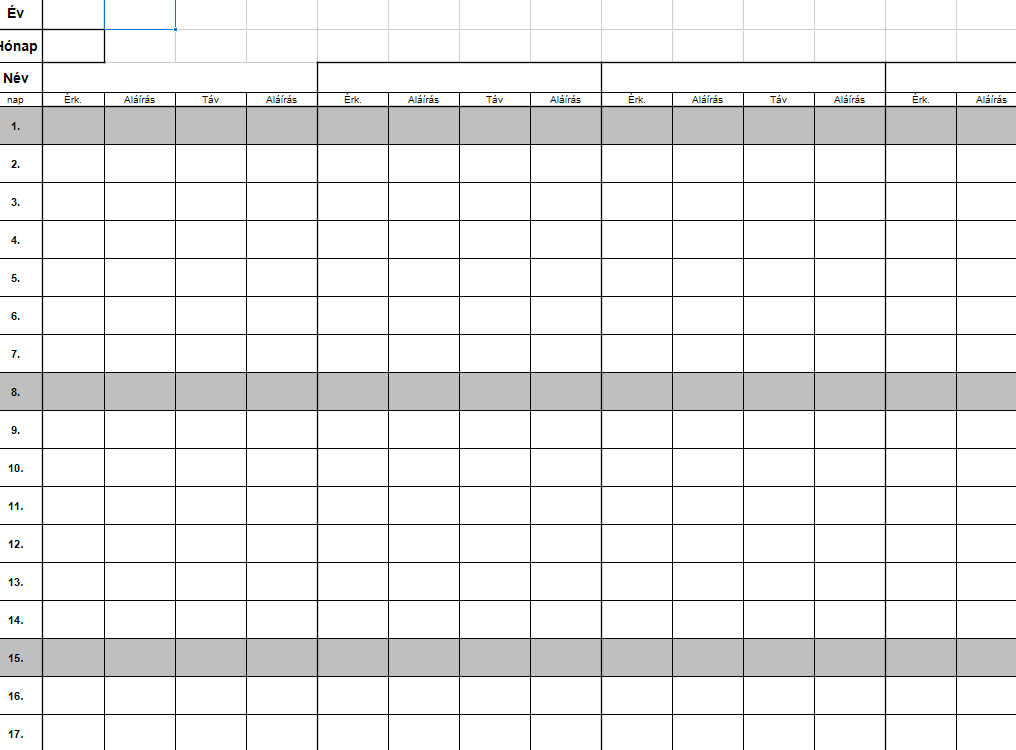 Jelenléti ív minta – ingyenes és egyszerűen használható
