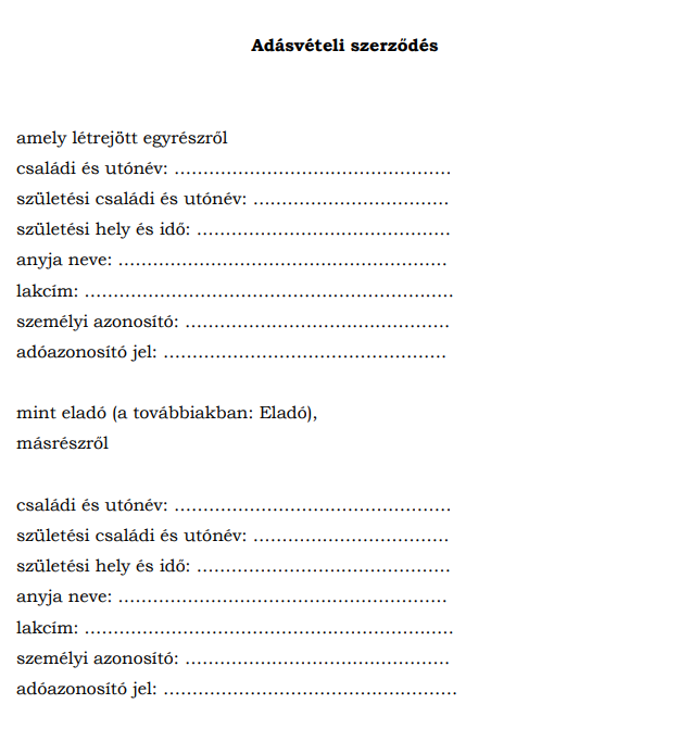 Ingatlan adásvételi szerződés minta – ingyenes és szerkeszthető