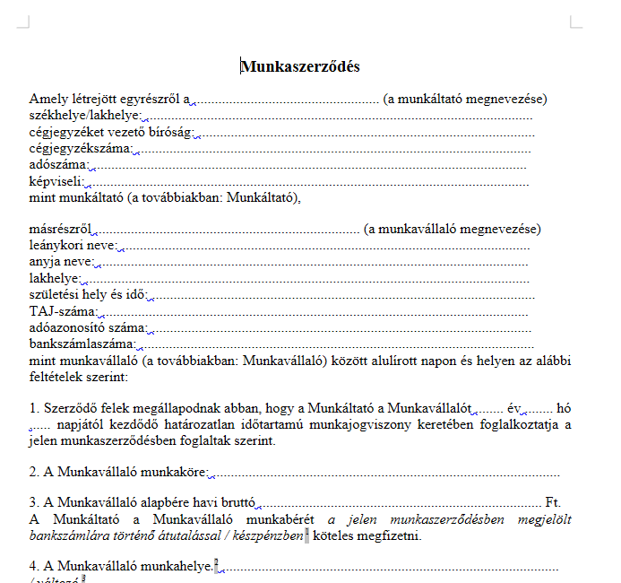 Munkaszerződés minta – általános, ingyenes és szerkeszthető